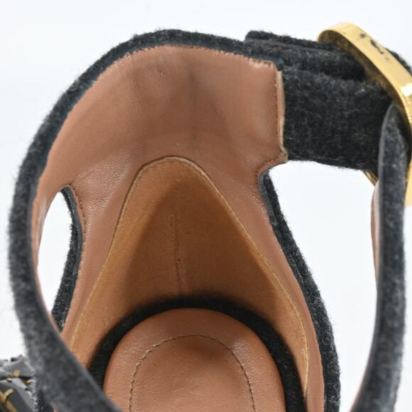 MARNI Gray Felt Rhinestone Block Heels Size 40 - Picture 13 of 13